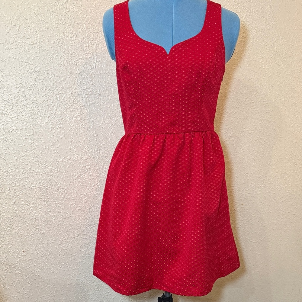 Kensie Red Sleeveless Textured Fit-and-Flare Dress